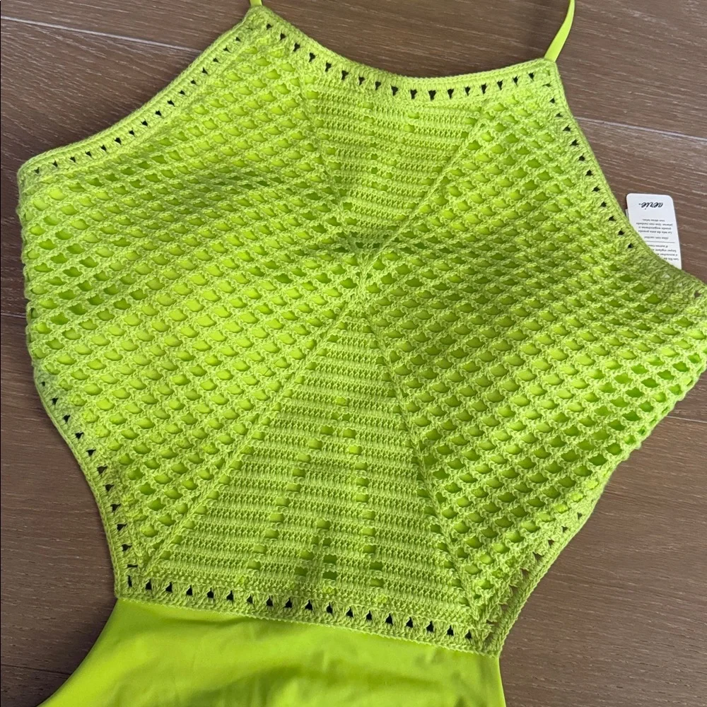 NWT Aerie Crochet Halter Cheeky Cutout One Piece | L
